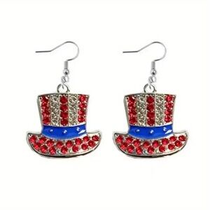 Patriotic Tophat Earrings — 1 Pair